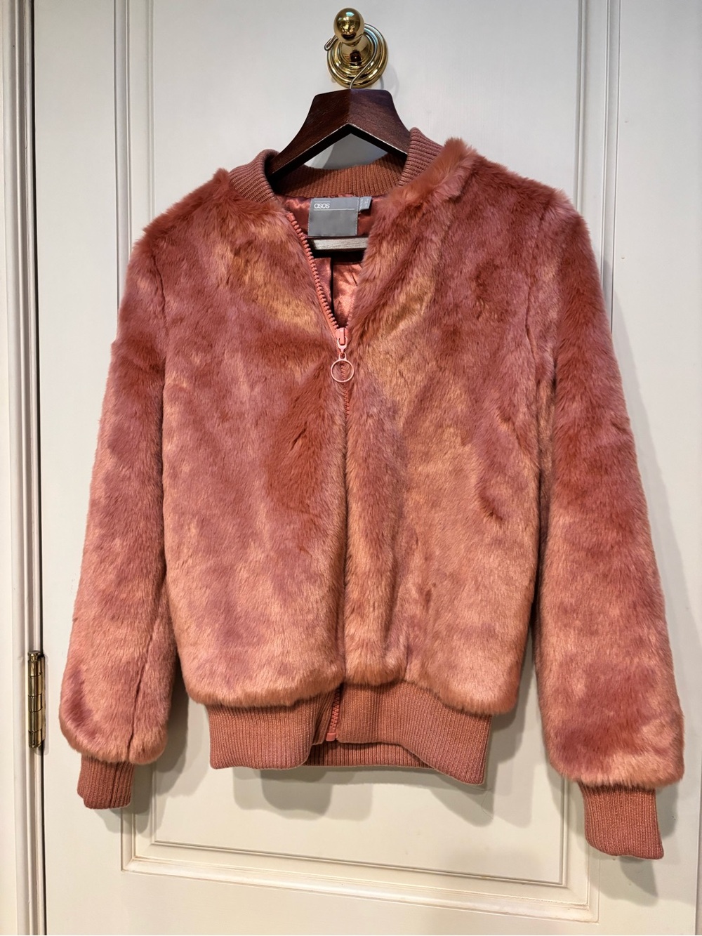 ASOS Faux Fur Bomber Jacket - pink